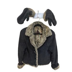 Fjall Wool Blend Large Jacket reversible  Faux Fur Lined with mittens